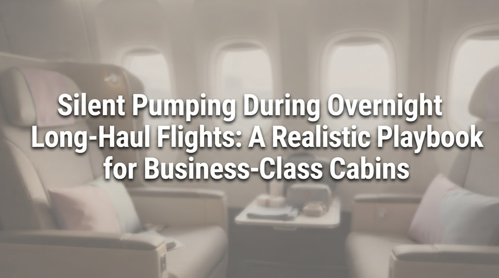 A calm business-class cabin at night with soft ambient lighting and reclined seats