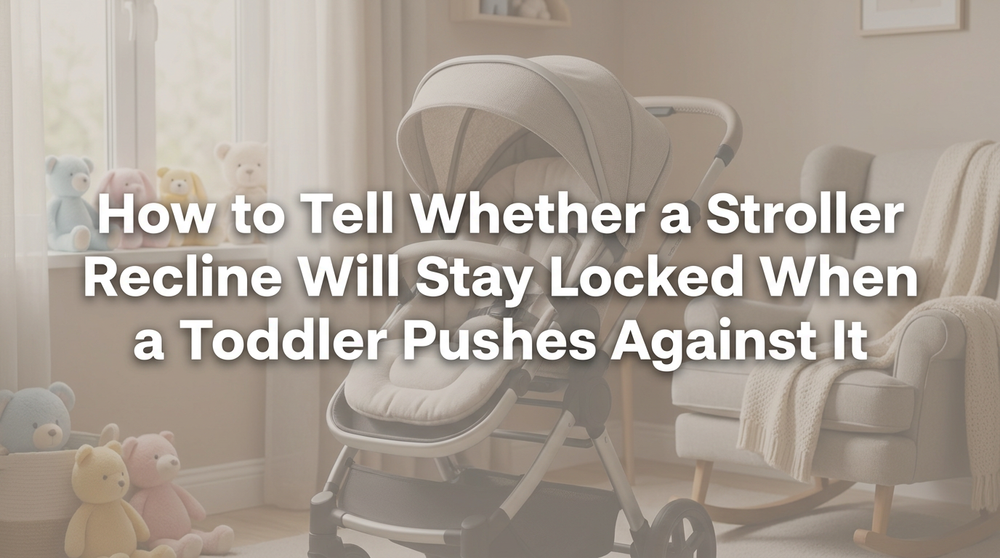 Close-up view of a stroller recline adjustment mechanism showing locking components