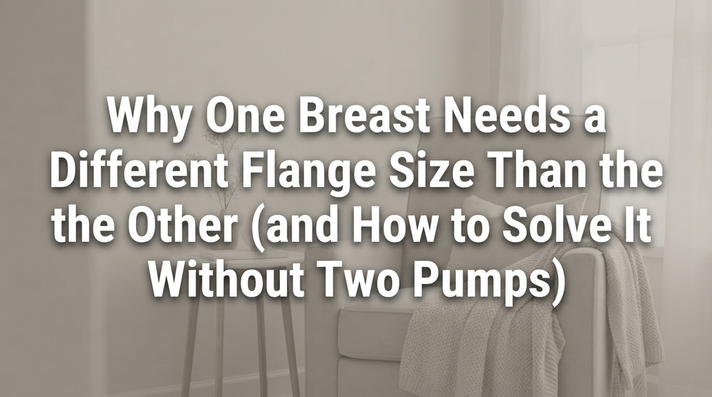 Two breast pump flanges shown side by side with different size labels