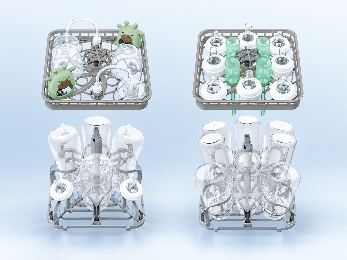Comparison of four-bottle and eight-bottle washer capacity