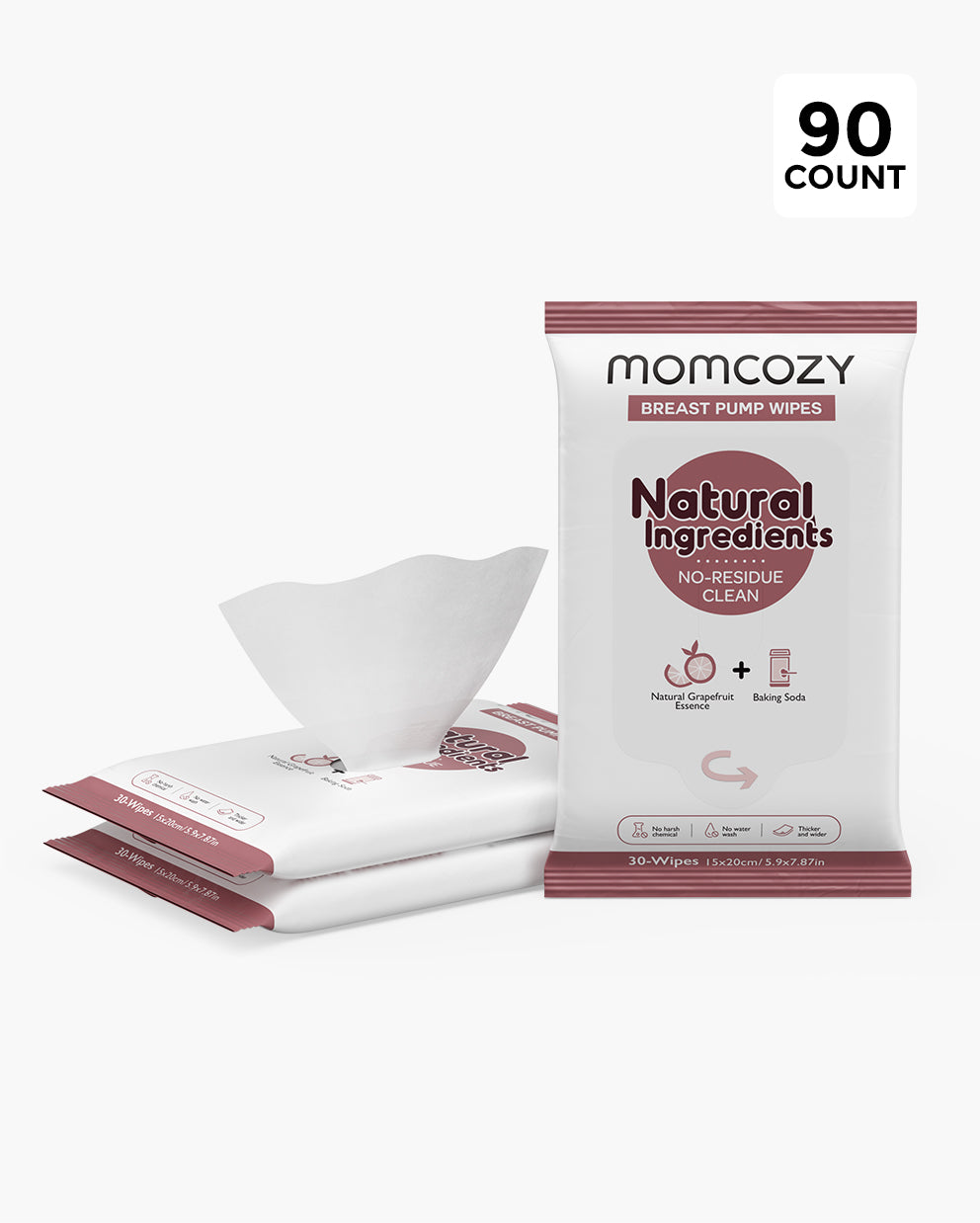 Momcozy Natural Breast Pump Wipes for Pumping Moms On The Go, Flash Clean &  Resealable Pump Wipes for Breastfeeding Moms