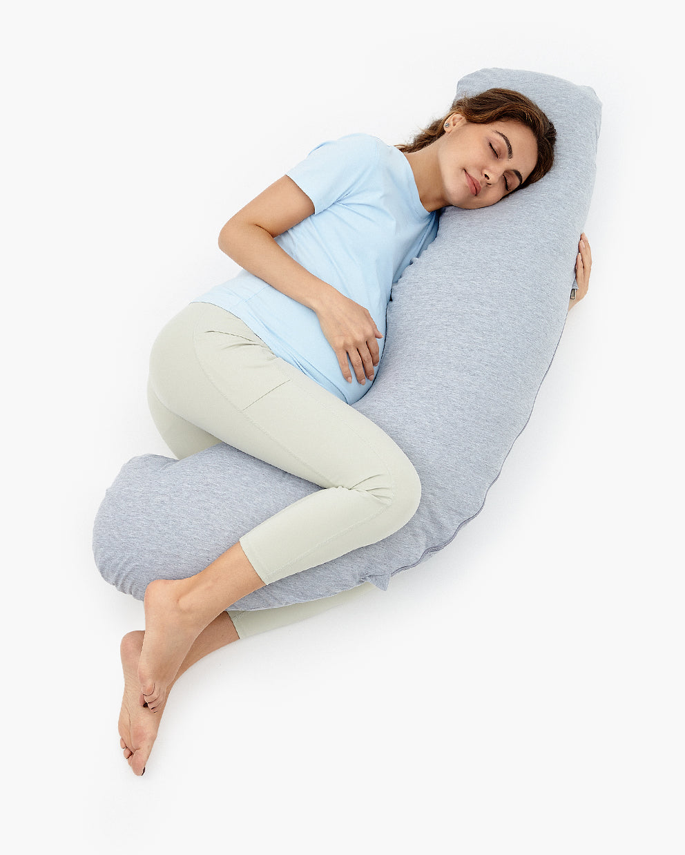 Momcozy Pregnancy Pillows for Side Sleeping, J Shaped Maternity Body Pillow  for Pregnancy, Soft Pregnancy Pillow with Jersey Cover for Head Neck Belly  Support, Grey : : Home