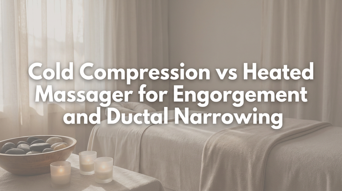 A mother using cold compress for breastfeeding comfort