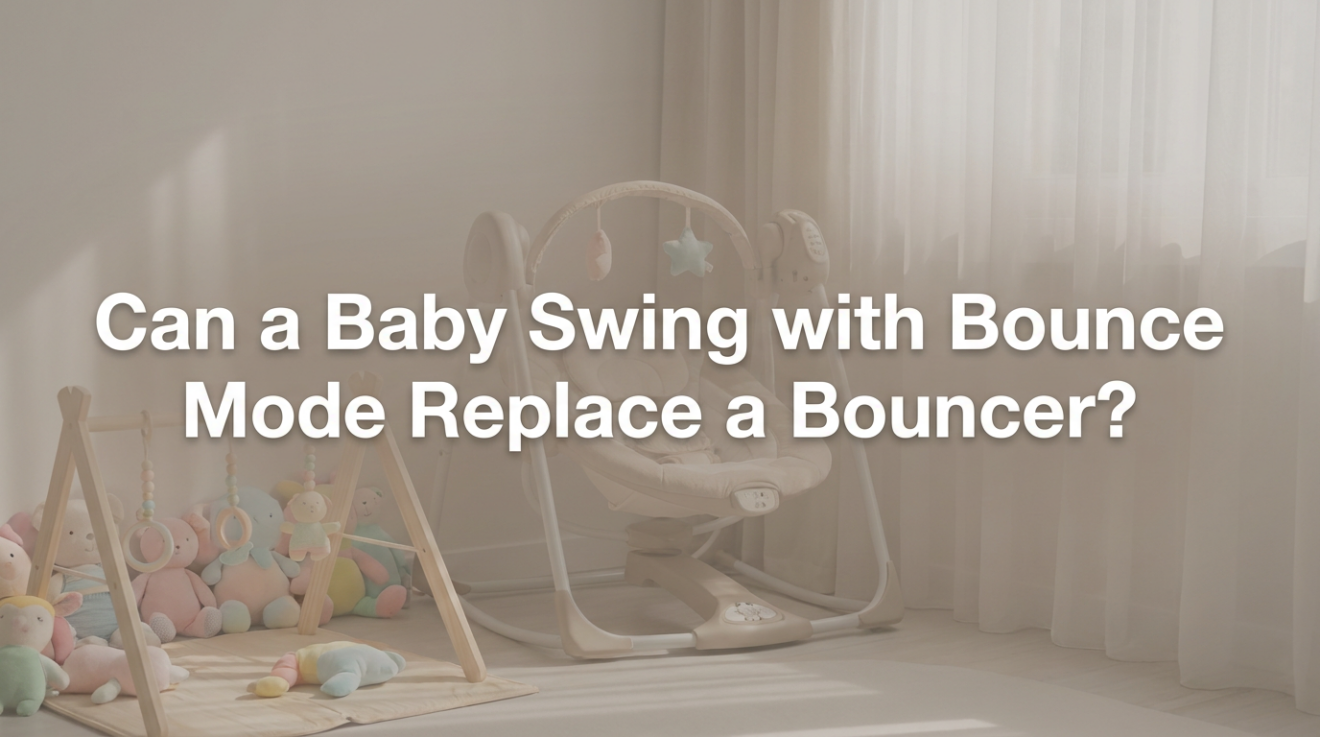 A peaceful baby resting in a swing with soft natural lighting