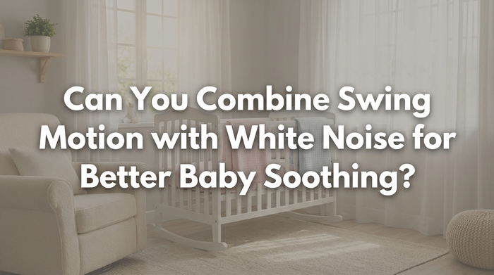 A peaceful baby sleeping in a modern swing with soft nursery lighting