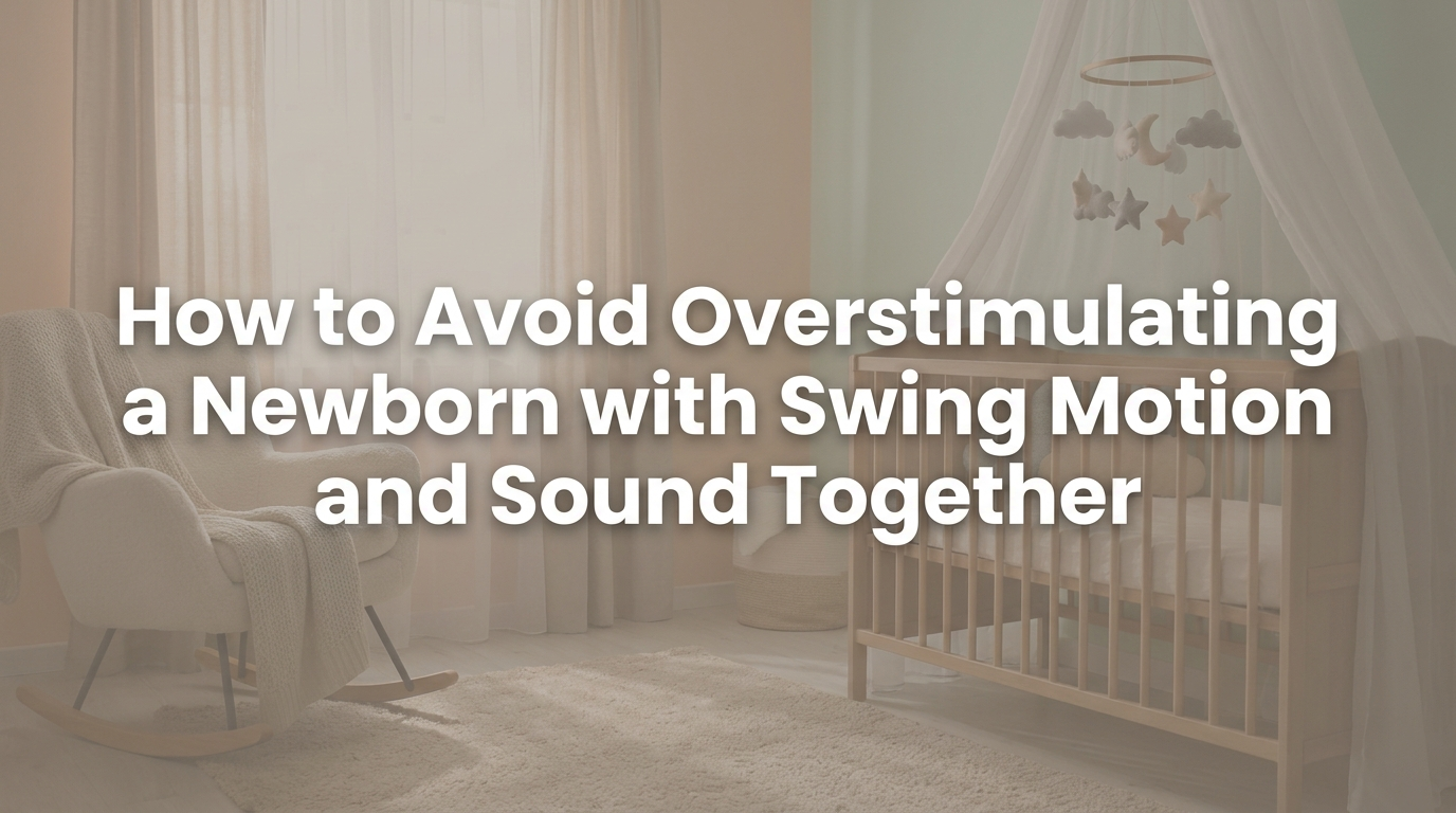 A peaceful newborn sleeping in a gentle swing with soft natural light