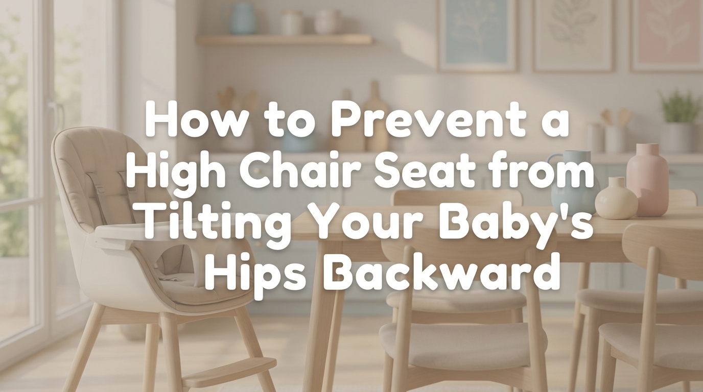 Baby sitting comfortably upright in high chair with proper foot support