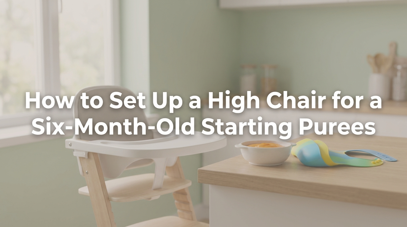 Baby sitting upright in high chair being fed purees by parent
