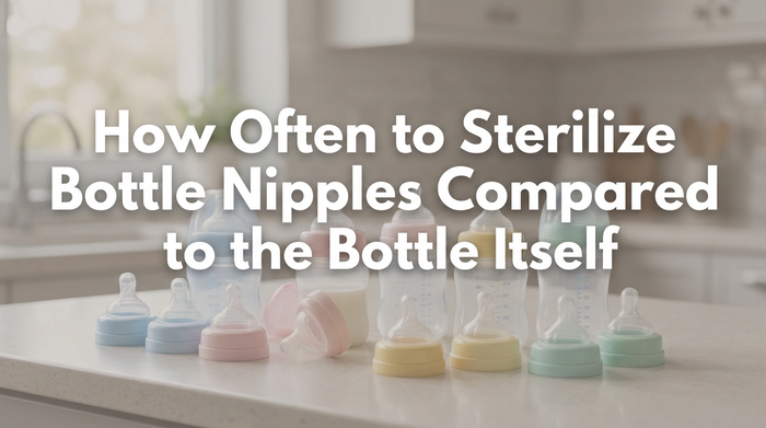 Comparison diagram showing milk residue areas in bottle nipples versus bottles