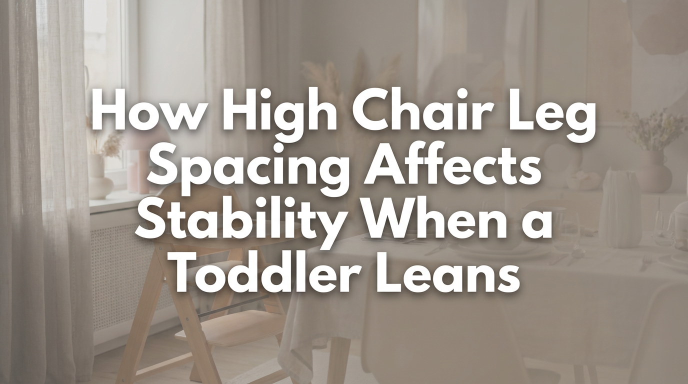 Diagram comparing narrow and wide high chair leg spacing and tipping resistance