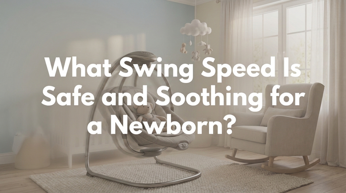 Diagram showing correct newborn positioning and support in reclined swing seat