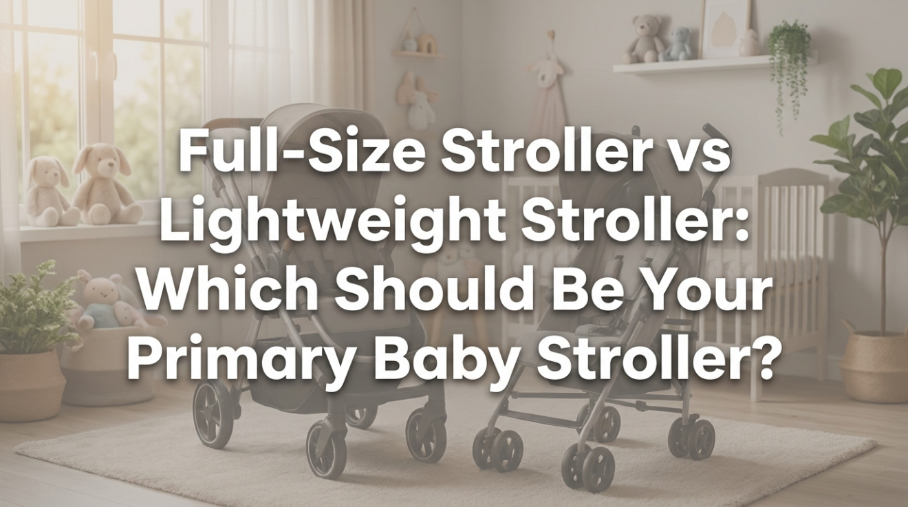 Full-size stroller basket loaded with baby gear in a park