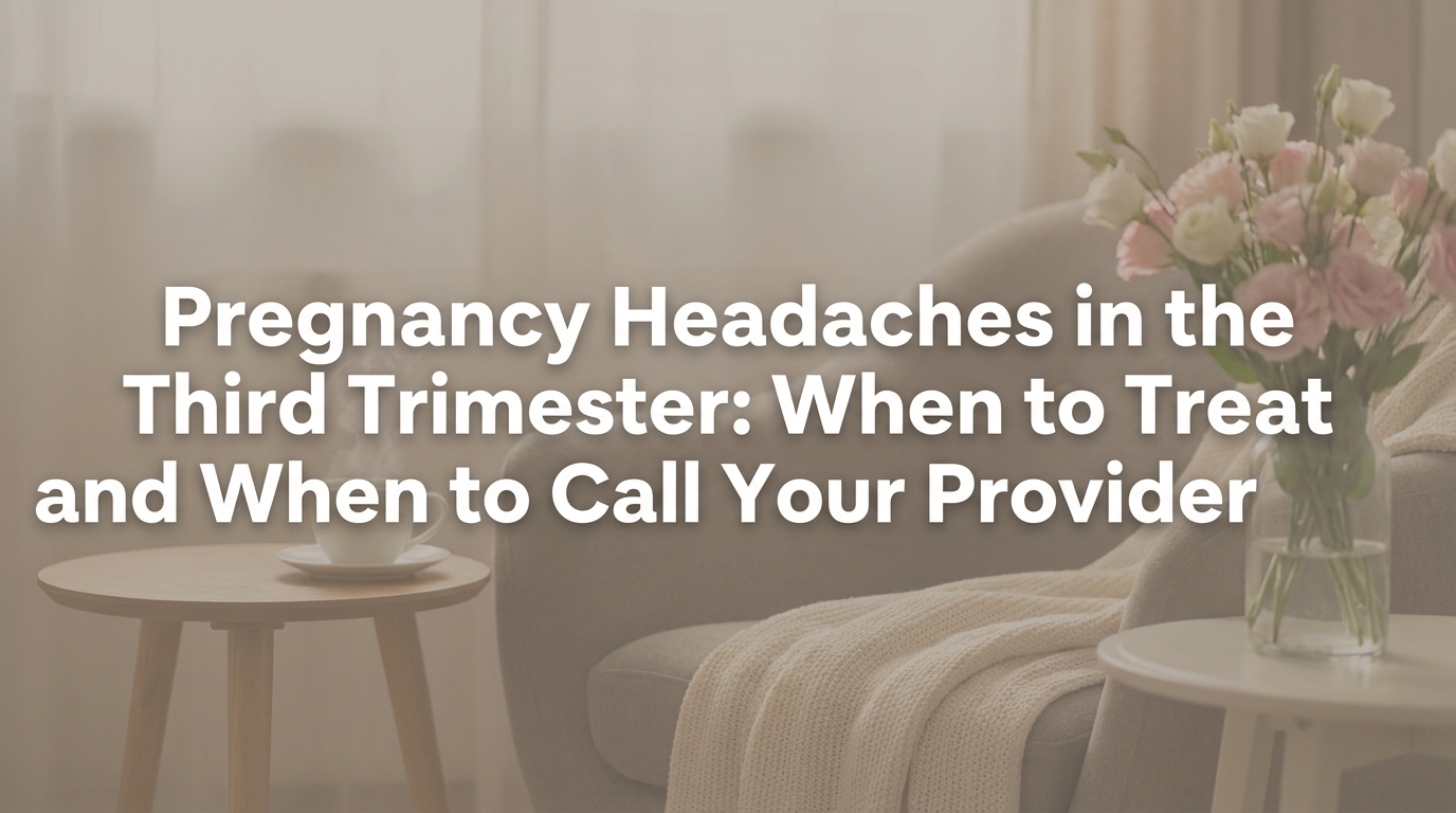 Infographic showing pregnancy headache triggers like dehydration and poor posture