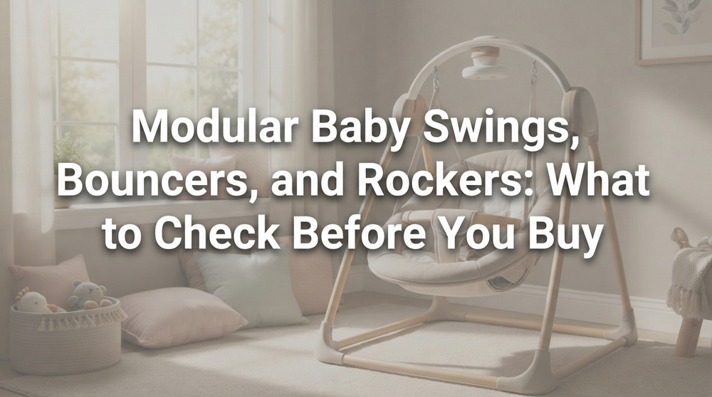 Modular baby soothing system illustration showing multiple configurations