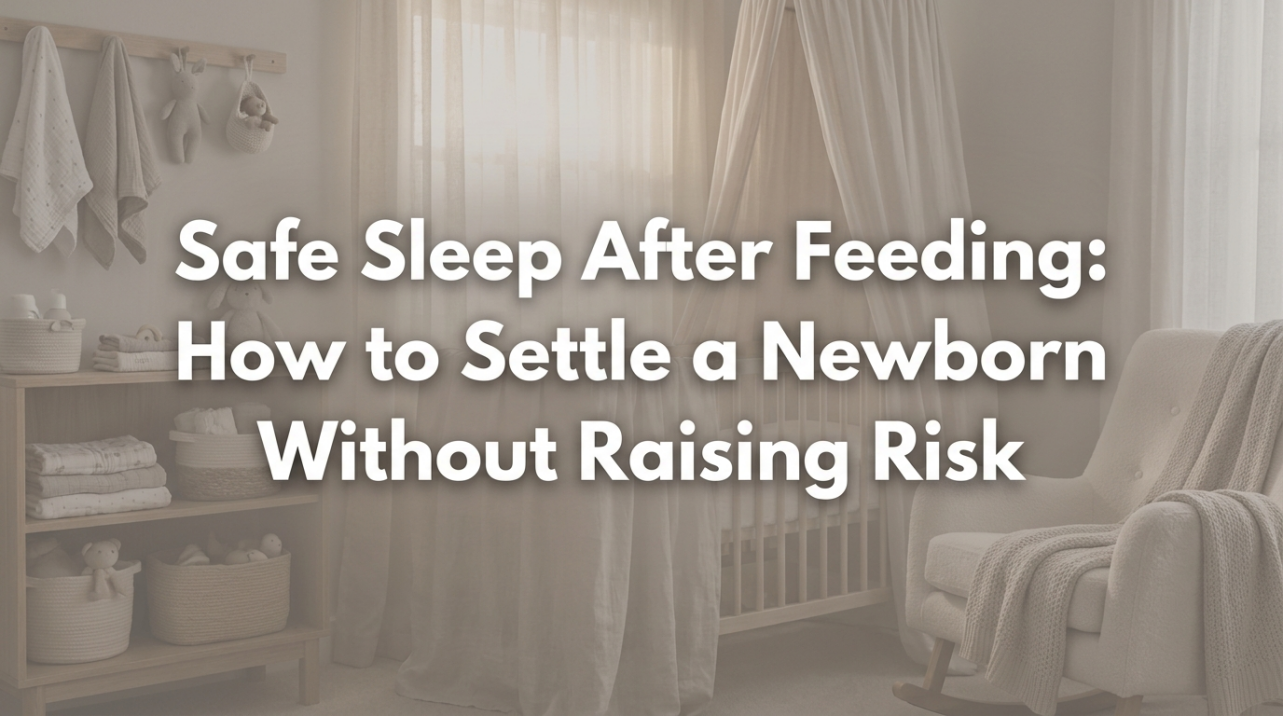Newborn baby sleeping safely on back in bassinet