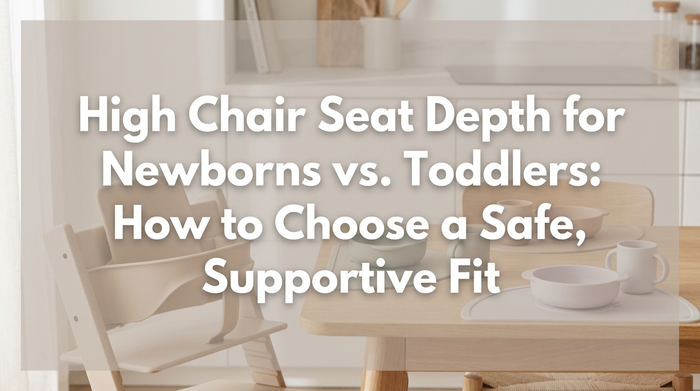 Parent adjusting toddler in high chair during mealtime