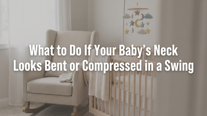 Parent gently checking baby's neck position in swing