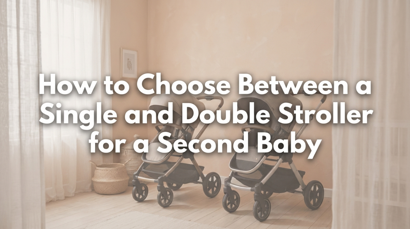 Parent using baby carrier and single stroller together