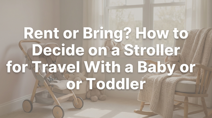 Parent with folded stroller at airport terminal
