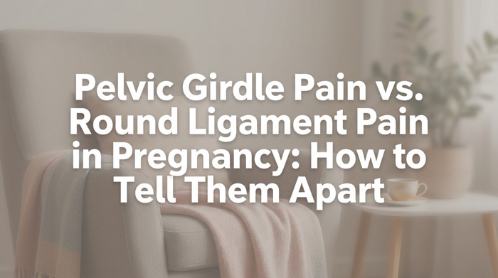 Pregnant woman experiencing pelvic discomfort in a supportive home environment