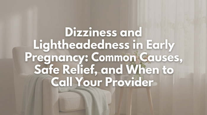Pregnant woman sitting on bed edge feeling lightheaded in morning light