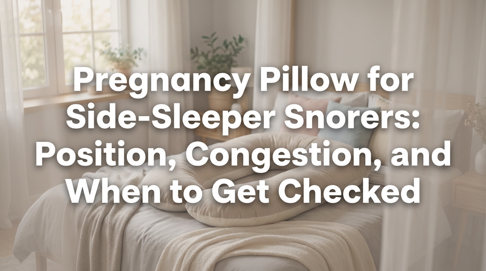 Pregnant woman sleeping peacefully on her side with pregnancy pillow support
