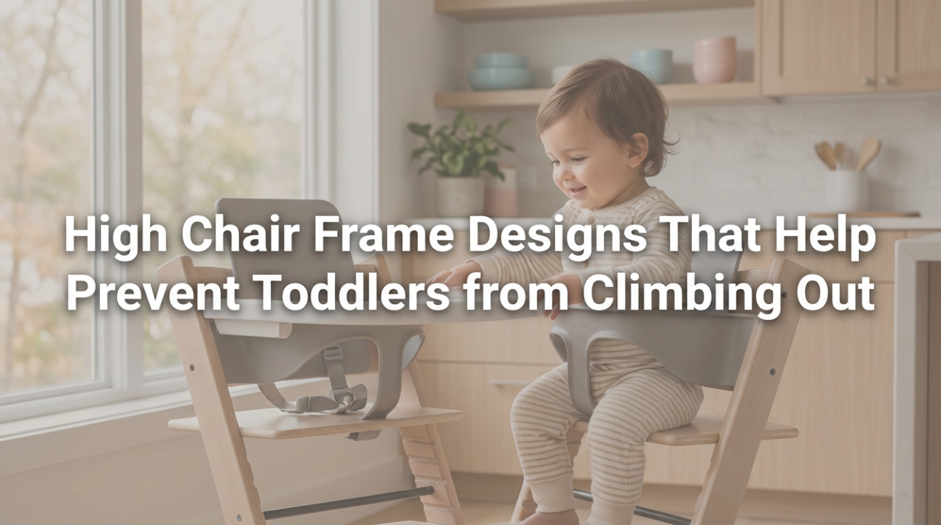 Toddler attempting to climb out of high chair while parent intervenes