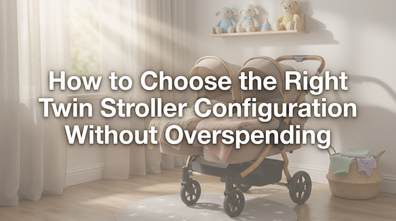 Top-down comparison view of three twin stroller layouts showing width and length differences