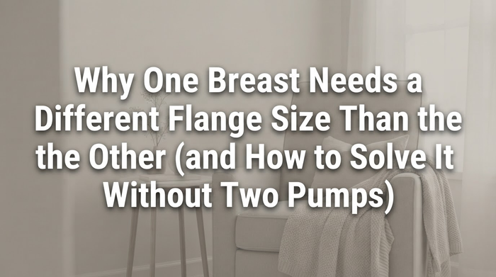 Two breast pump flanges shown side by side with different size labels