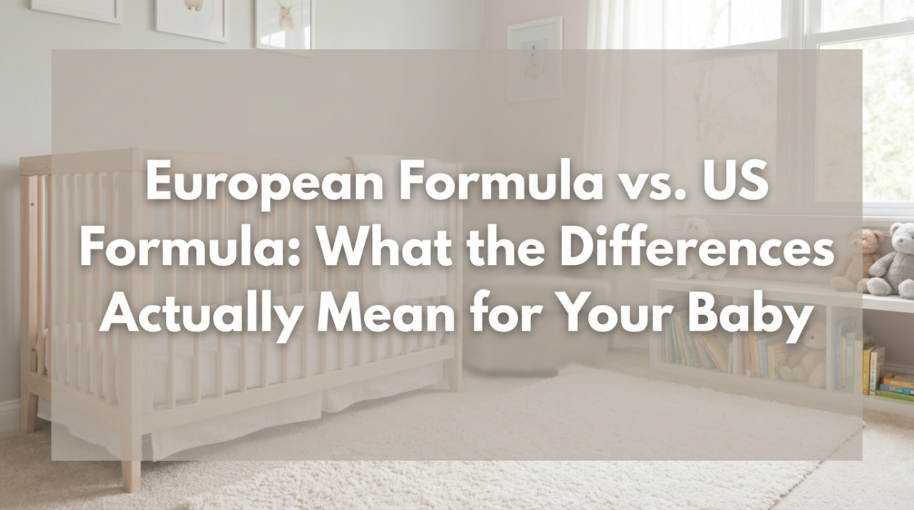 Two infant formula cans placed side by side on a clean surface