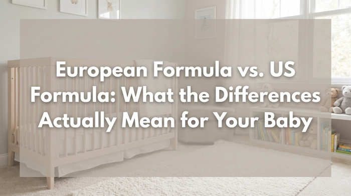 Two infant formula cans placed side by side on a clean surface