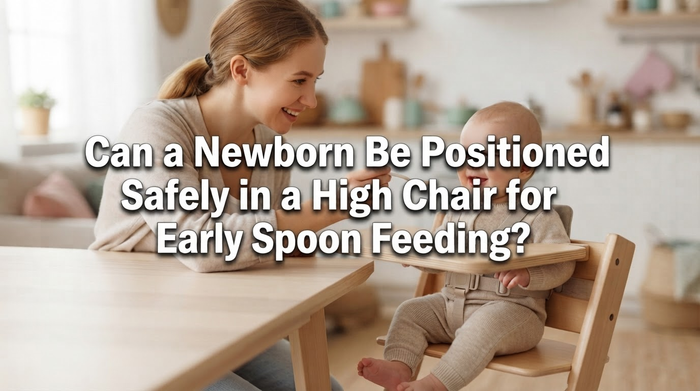 Can a Newborn Be Positioned Safely in a High Chair for Early Spoon Feeding?