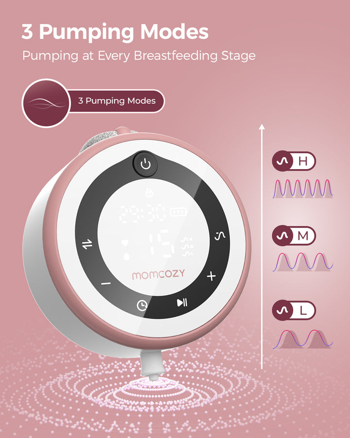 V1 Pro Breast Pump with display showing three pumping modes for efficient milk collection.