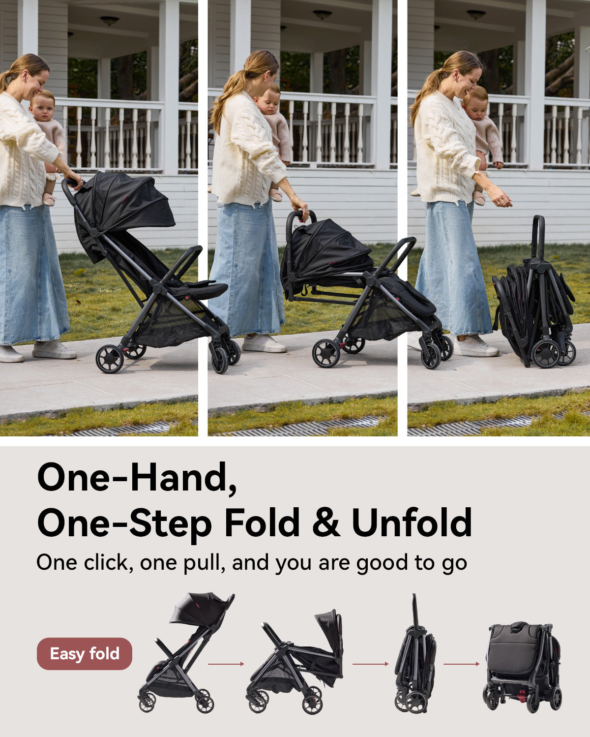 one hand fold jogging stroller Momcozy Momcozy Lightweight Travel Stroller: One-Hand Fold & Carry-On Ready