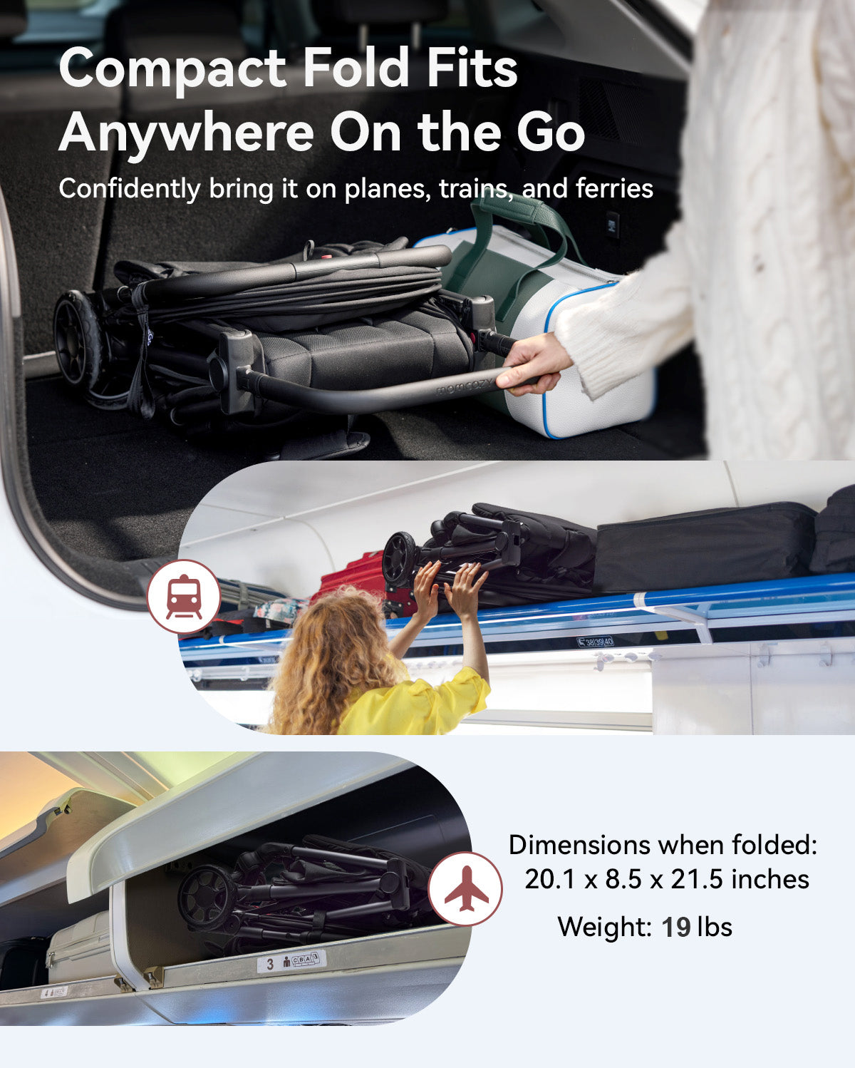 Momcozy Lightweight Travel Stroller: One-Hand Fold & Carry-On Ready