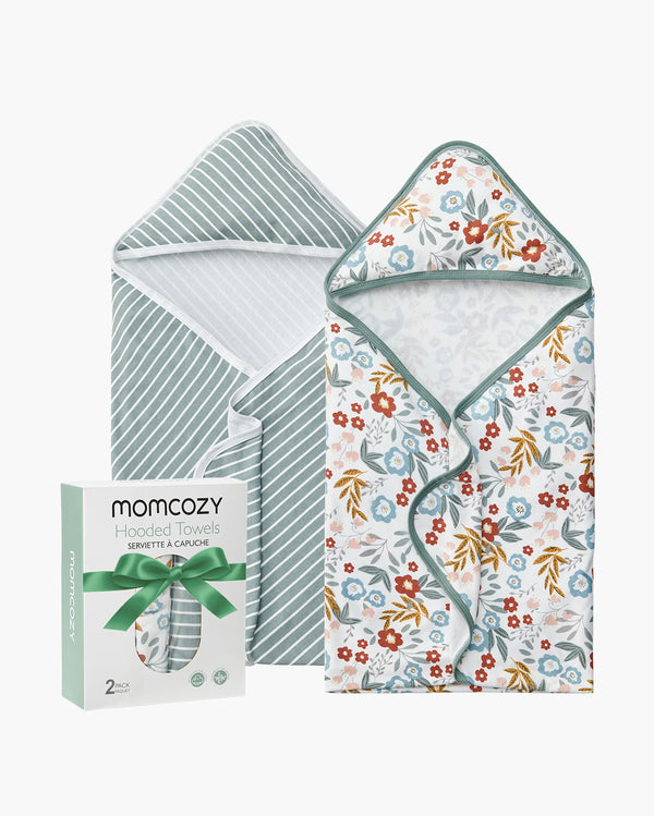 Momcozy Baby Hooded Towel - Petite Blossom, 2-Pack