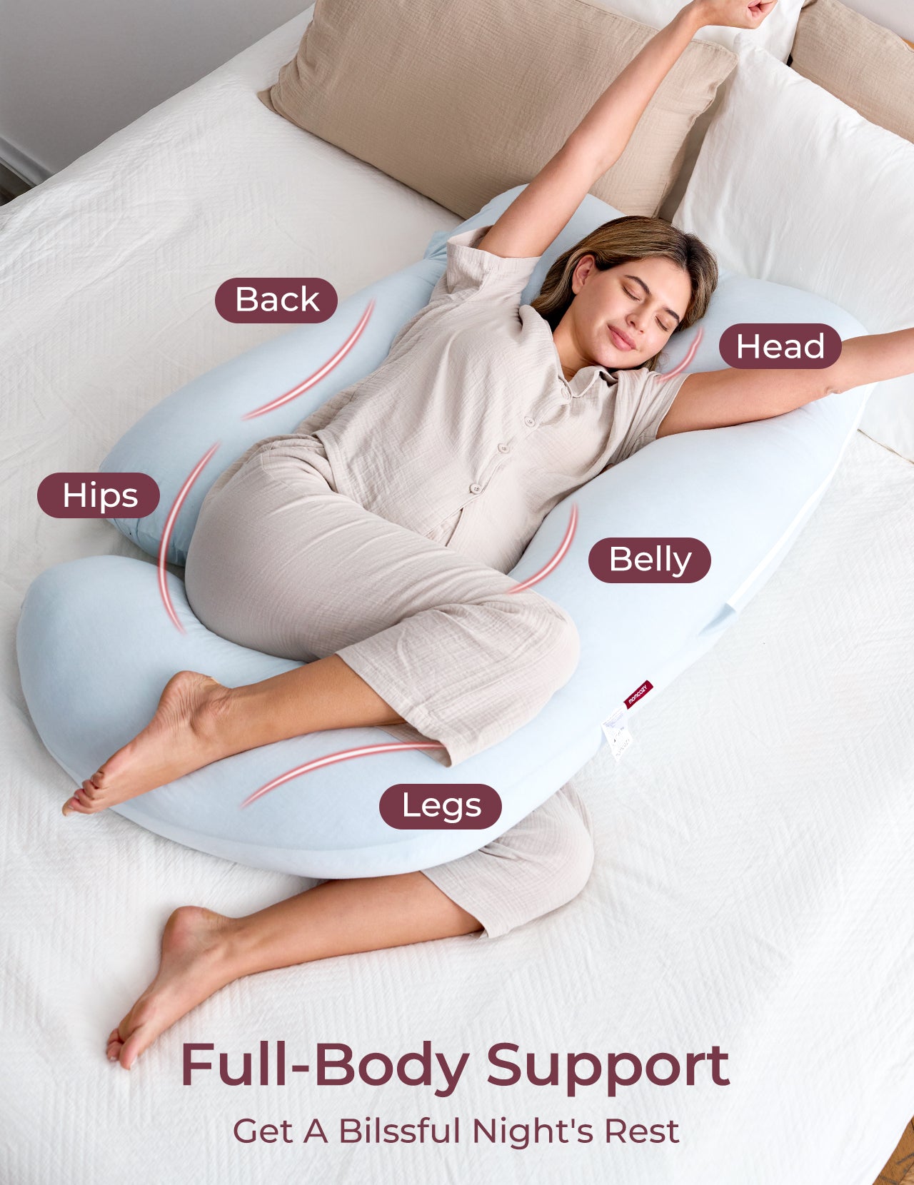 Huggable - U Shaped Cotton Maternity Body Pillow