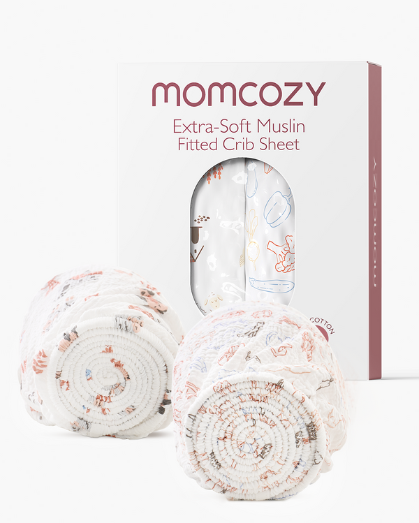 Momcozy Best Wishes Muslin Fitted Crib Sheets - Joy