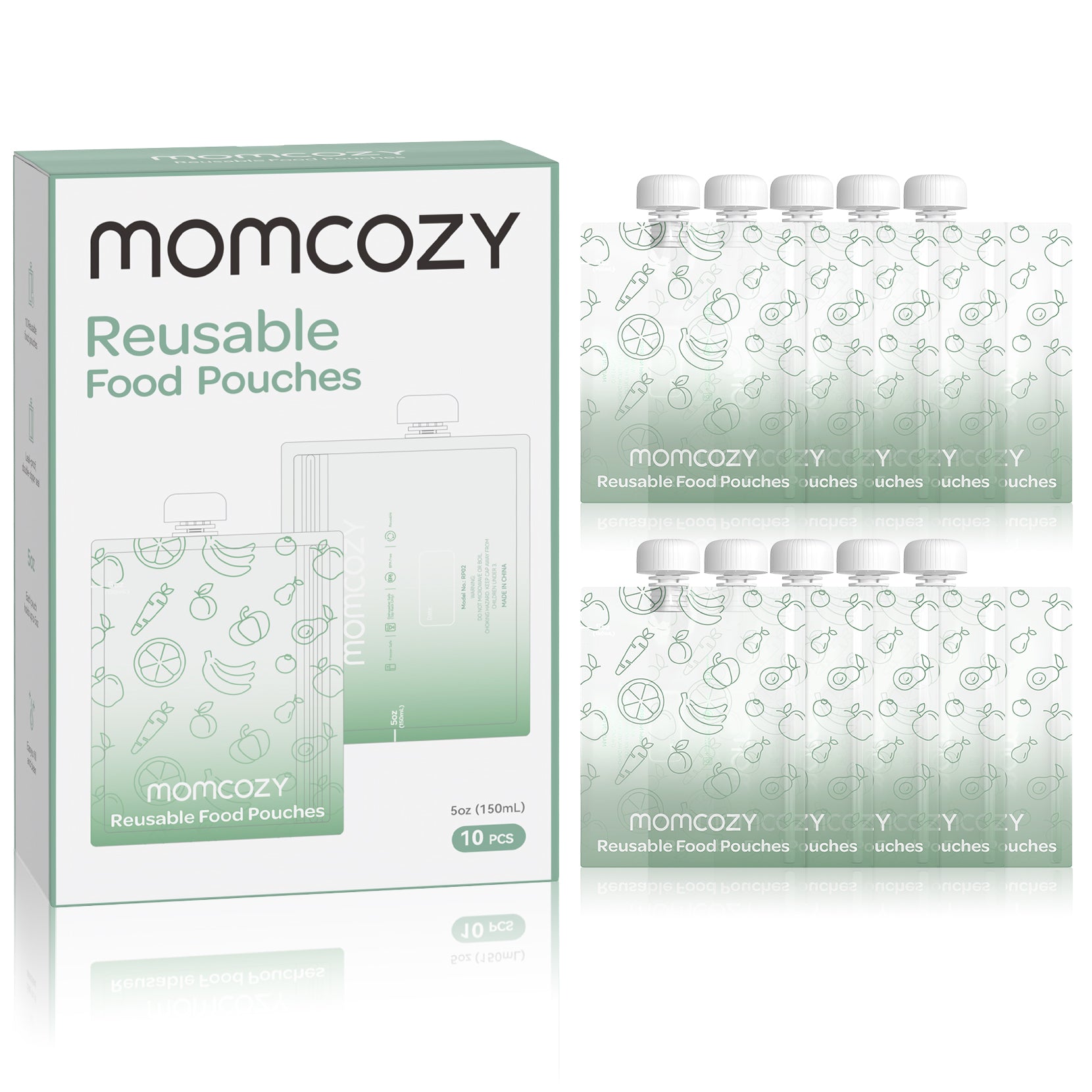 Momcozy Reusable Baby Food Pouches, 10 packs