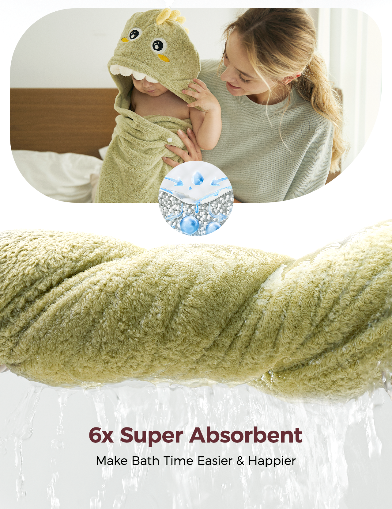 MOMCOZY mit Kapuze -Babybadetuch - freundlicher Panda