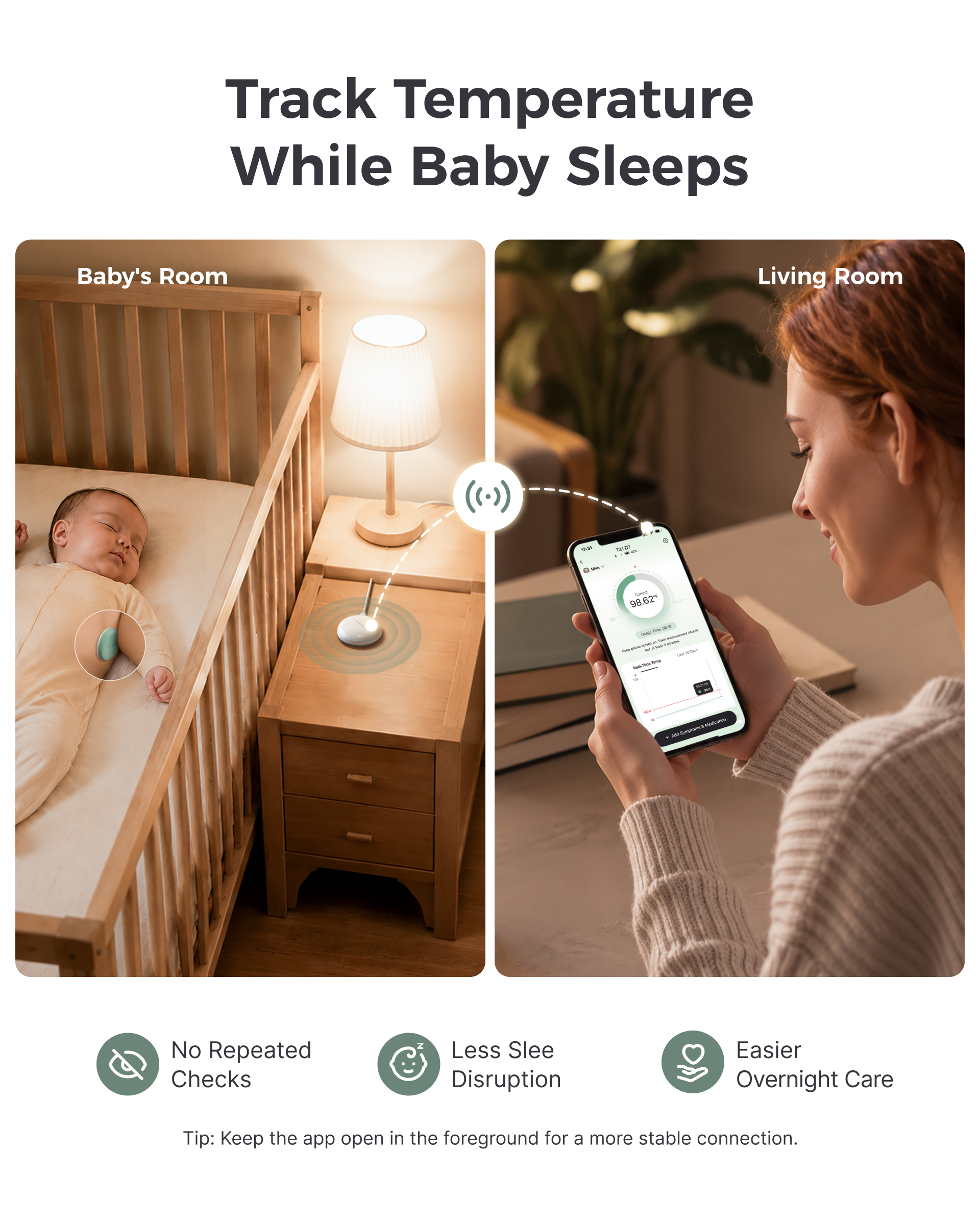 Momcozy Smart Wearable Baby Thermometer & Signal Booster Set