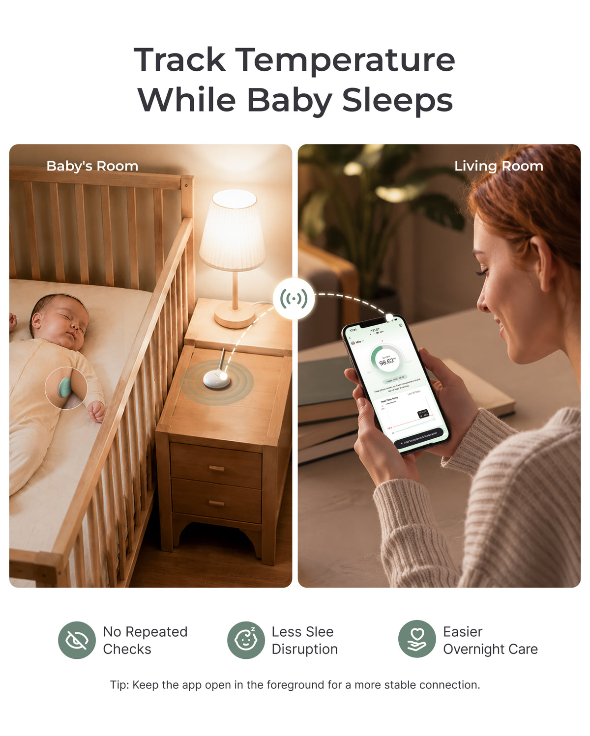 Smart Wearable Baby Thermometer & Sound Machine Bundle