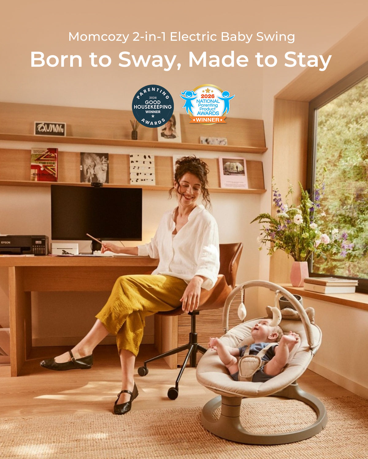 Momcozy 2-in-1 elektrische Babyschaukel