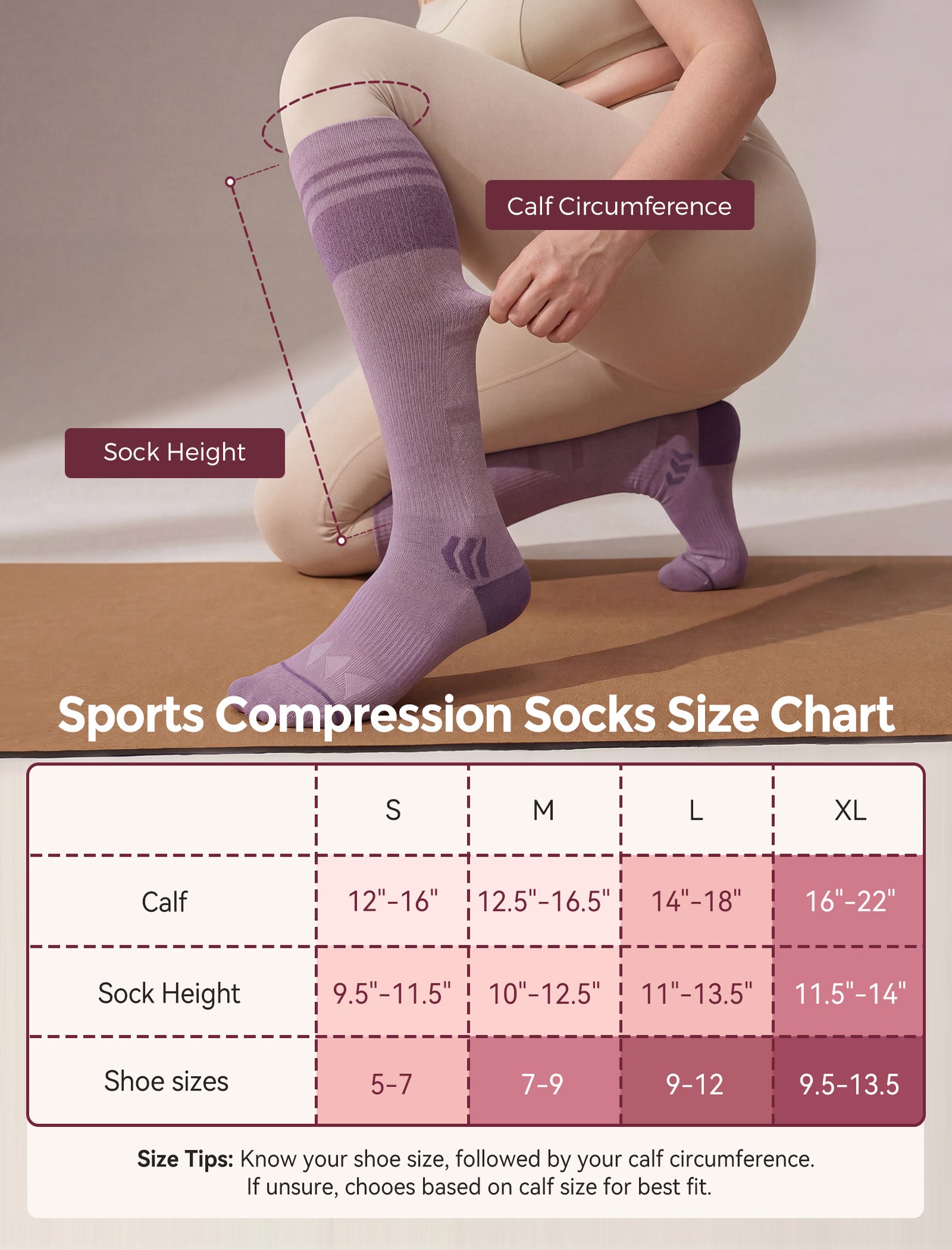 Pregnancy Essential Bundle：Pregnancy Ball & Wide Calf Compression Sports Socks
