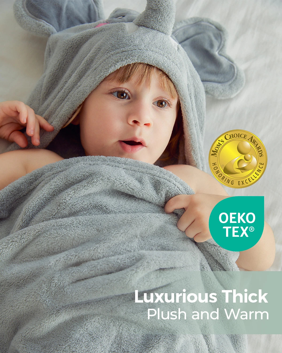 MOMCOZY mit Kapuze -Babybadetuch - freundlicher Panda