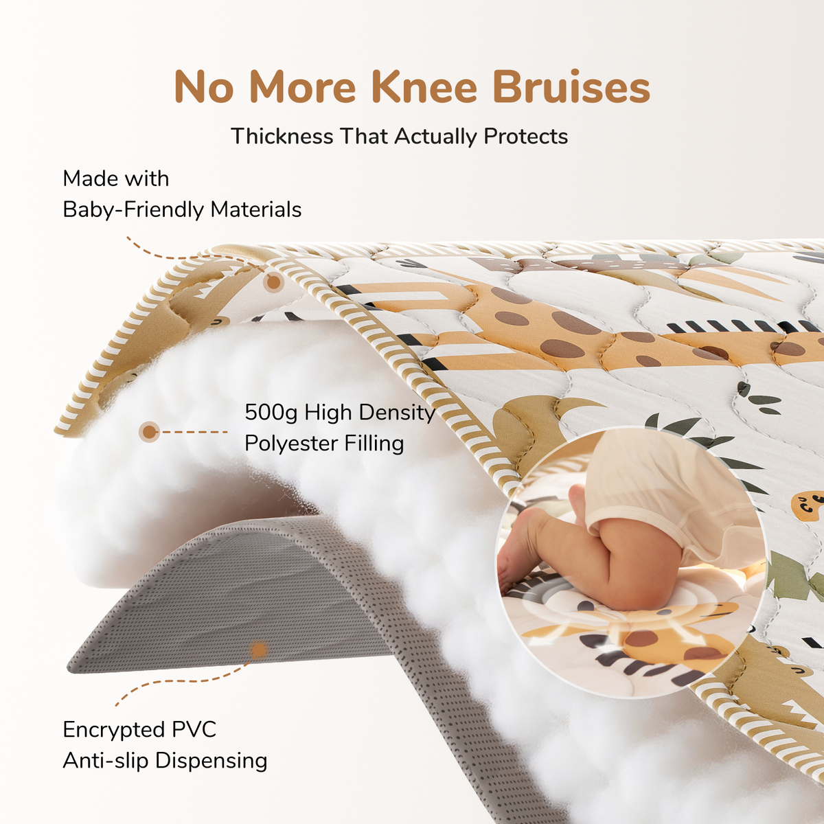 Momcozy giraffe playmat cushion detail