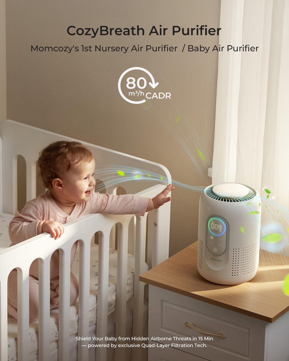 Nursery Air Purifier for Infants & Newborns | Quiet & Smart | Momcozy