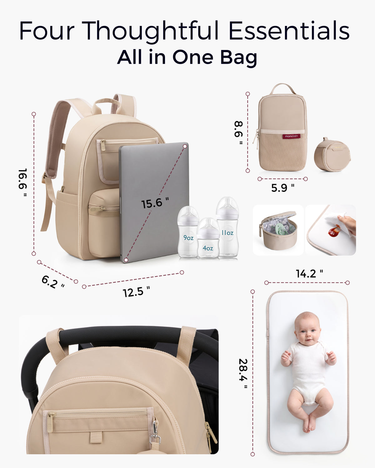 Sac à langer urbain Momcozy – modèle à dos
