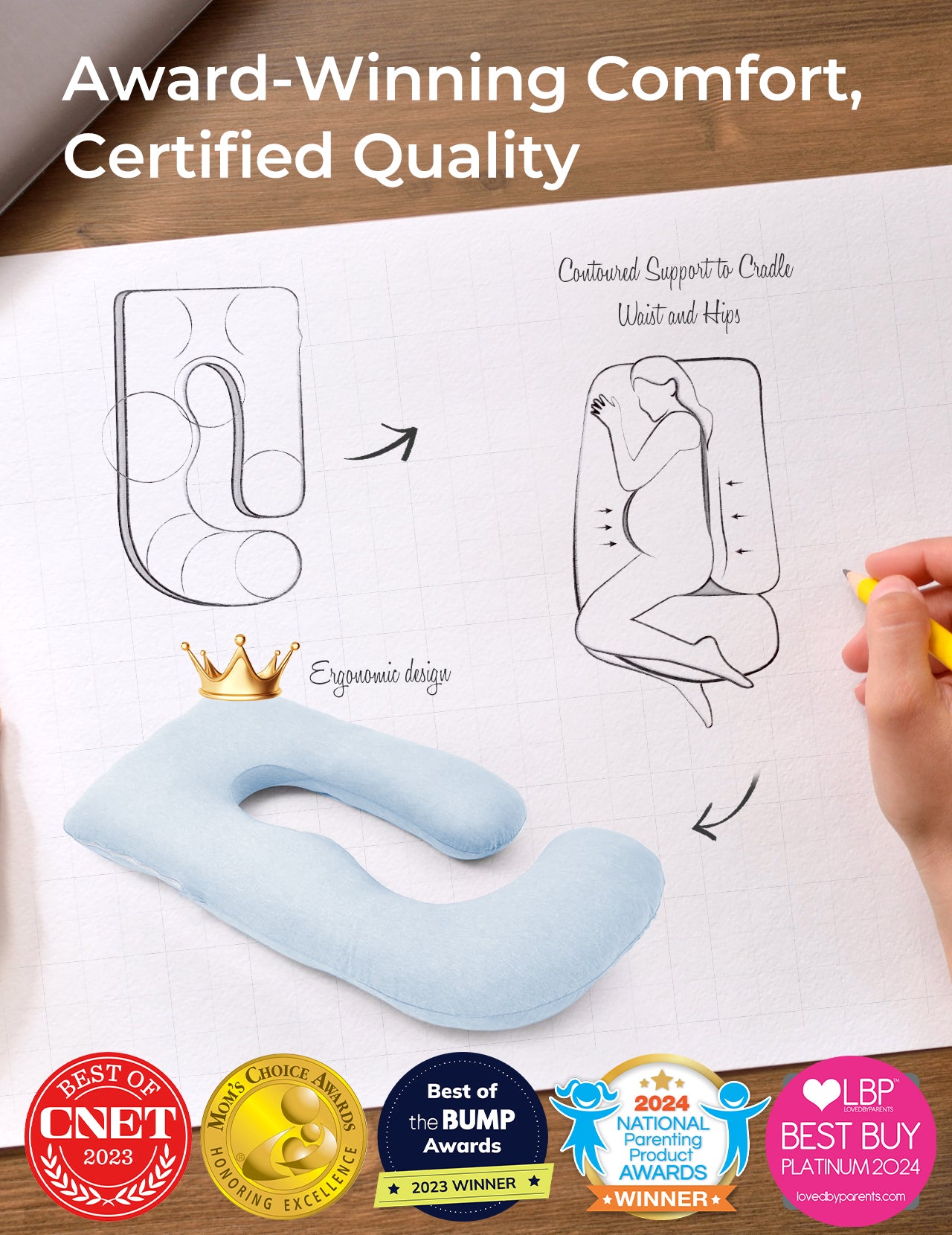 Huggable - U Shaped Cotton Maternity Body Pillow