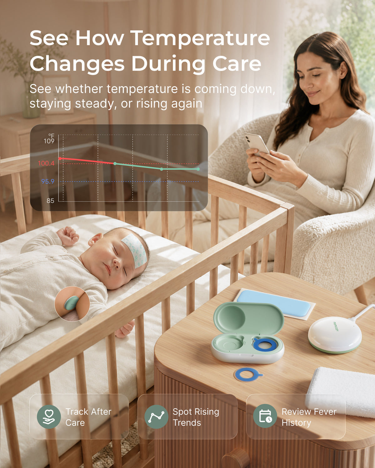 Smart Wearable Baby Thermometer & Sound Machine Bundle